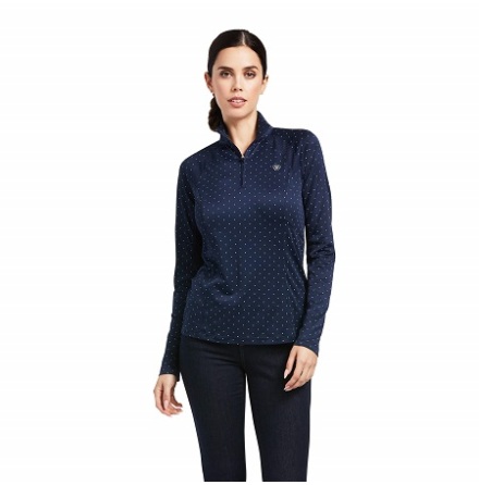 Ariat Sunstopper 2.0 1/4 Zip Baselayer Navy Dot