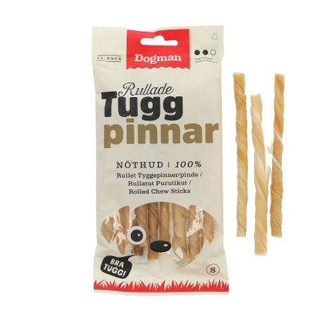 Dogman Rullade Tuggpinnar Brun S 12,5cm 10pack